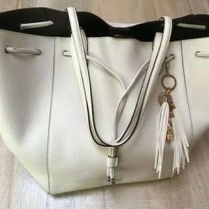Ralph Lauren White Leather Espadrille Shoulder Bag
